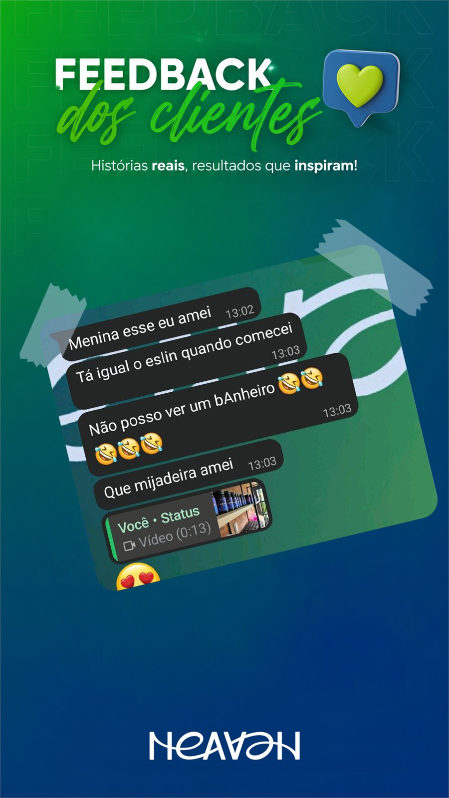 Feedback de cliente Heaven no WhatsApp