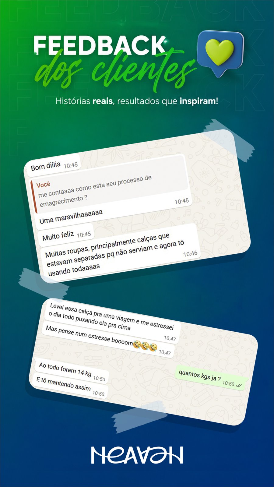 Feedback de cliente Heaven no WhatsApp