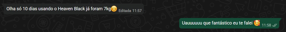 Depoimento de cliente Heaven no WhatsApp